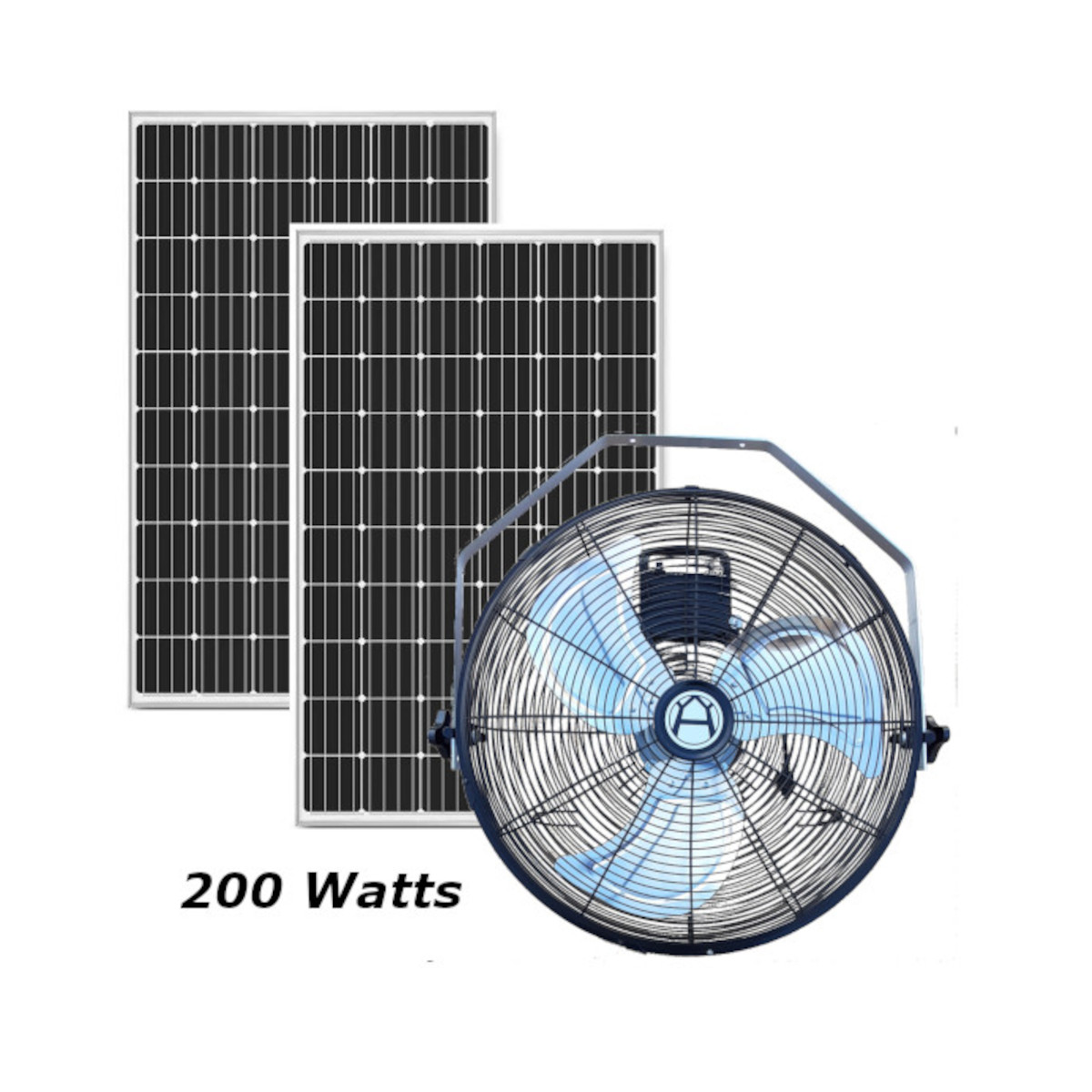 Western Harmonics 200W Solar Hanging Fan Kit – Livestock & Horse Cooling with Battery Backup