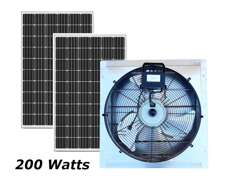 Solar & Battery Greenhouse Exhaust Fan Kit – 200W Off Grid Cooling System